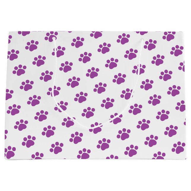 Purple Paw Print Pattern Large Gift Bag (Front)