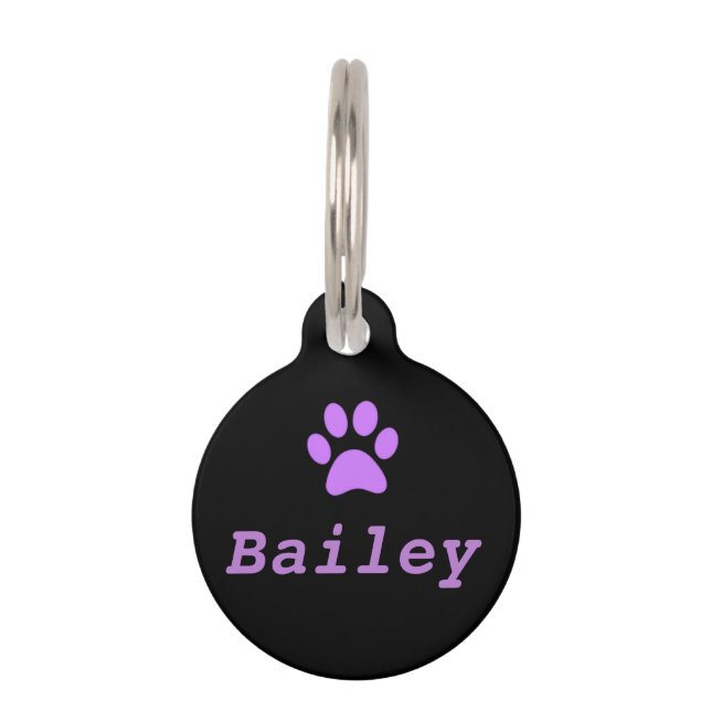 Purple Paw Print Pet Tag (Front)