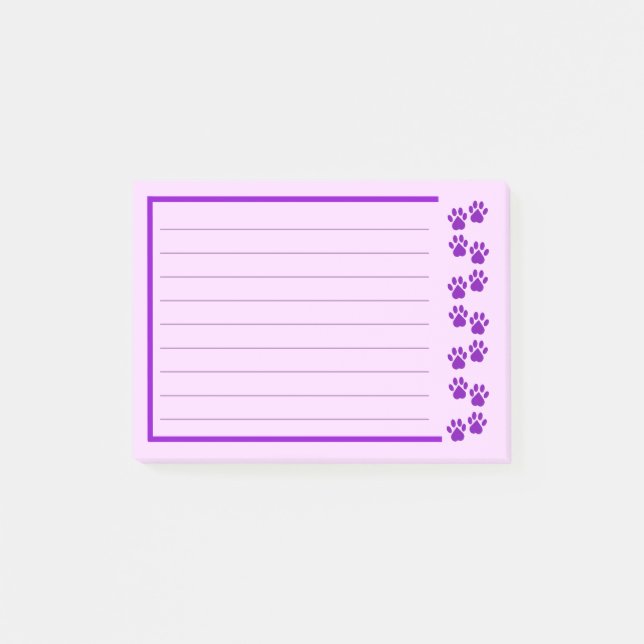 Purple Paw Print Post-it Notes (Front)
