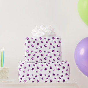Purple Paw Prints Pattern Wrapping Paper