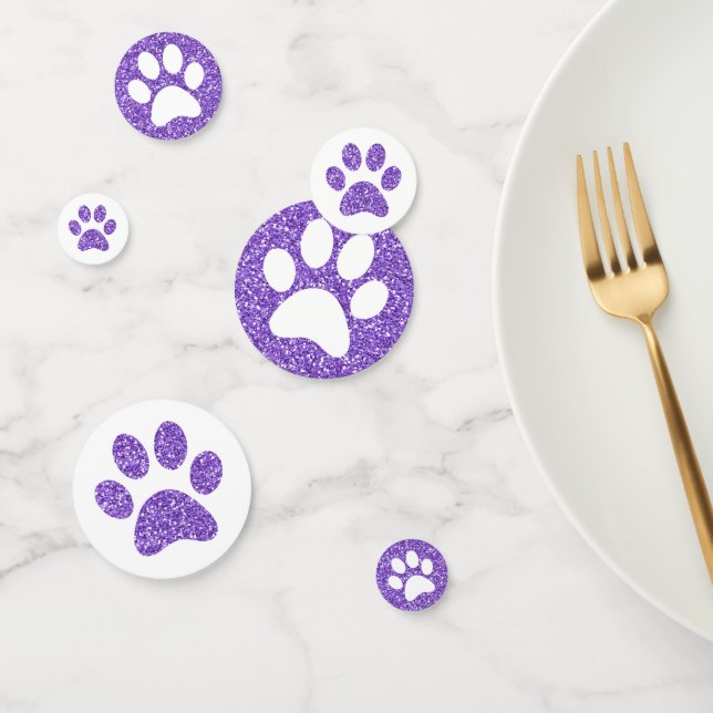 Purple Paw Prints Puppy Kitty Glitter Animal Track Confetti (Group)