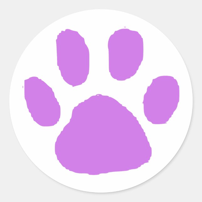 Purple PawPrint Design Classic Round Sticker (Front)