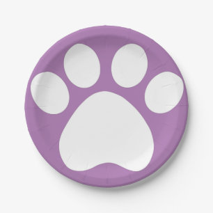 Purple Pawprint Paper Plates