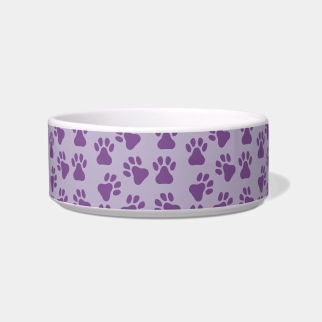 Purple Pawprints Dog Bowl (Front)