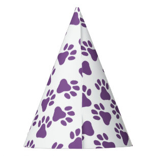 Purple Pawprints Party Hat
