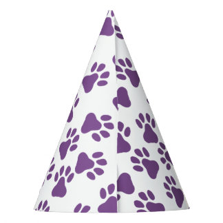 Purple Pawprints  Party Hat