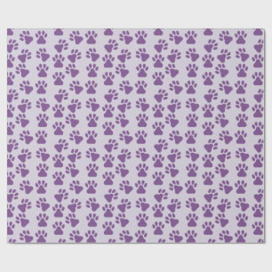 Purple Pawprints  Wrapping Paper