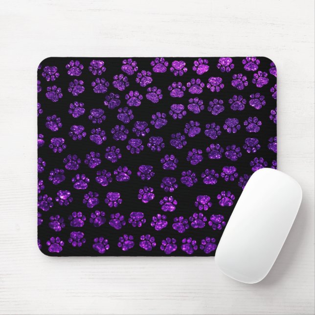 Purple Paws, Glitter Paws, Purple Glitter, Dog Mouse Mat (With Mouse)