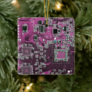 Purple PCB Circuit Board Design for IT Pros Ceramic Ornament