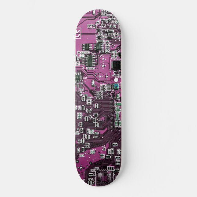 Purple PCB Circuit Board Design for IT Pros Skateboard (Front)