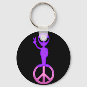 Purple Peace Alien Key Ring