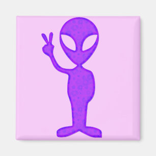 Purple Peace Alien Magnet