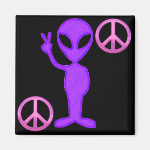 Purple Peace Alien Magnet