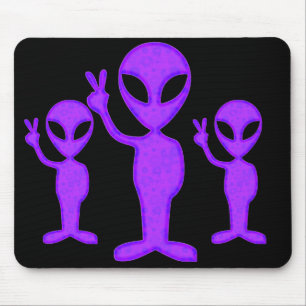 Purple Peace Alien Mouse Mat