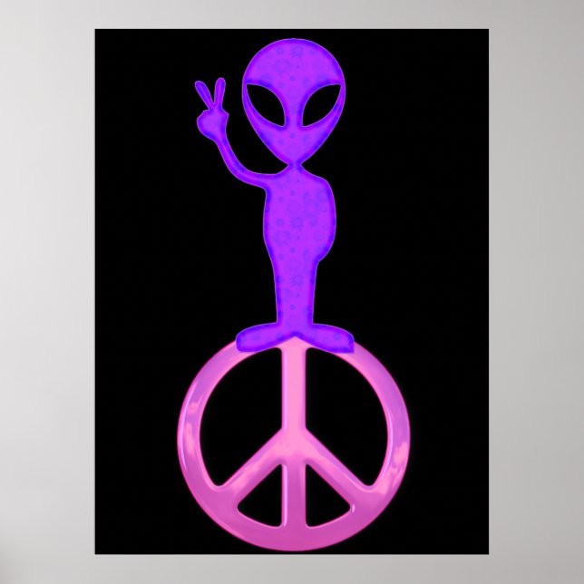 Purple Peace Alien Poster Print (Front)