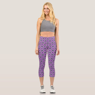 Purple Peace Energy Mandala Geometry Capri Leggings