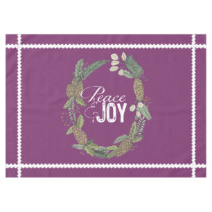 Purple Peace Joy Evergreen Cones Wreath Tablecloth