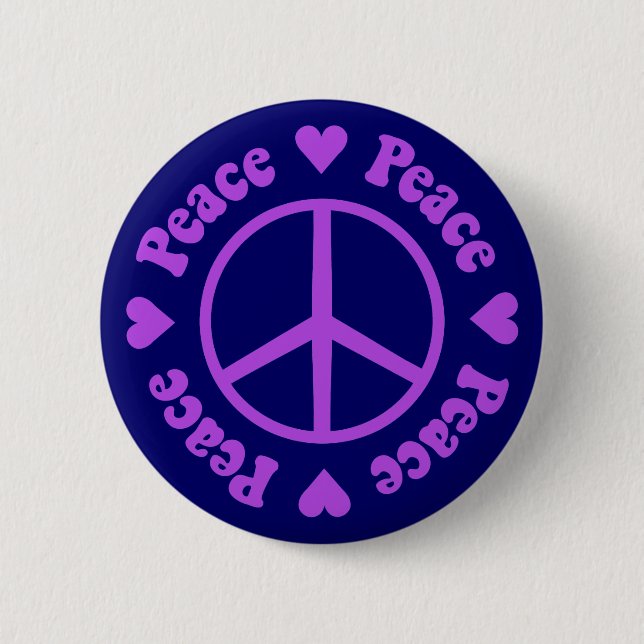 Purple Peace Sign 6 Cm Round Badge (Front)