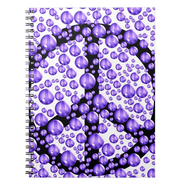 Purple Peace Sign Bubbles Notebook (Front)