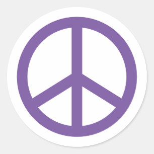 Purple Peace Sign Classic Round Sticker