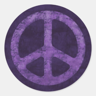 Purple Peace Sign Classic Round Sticker