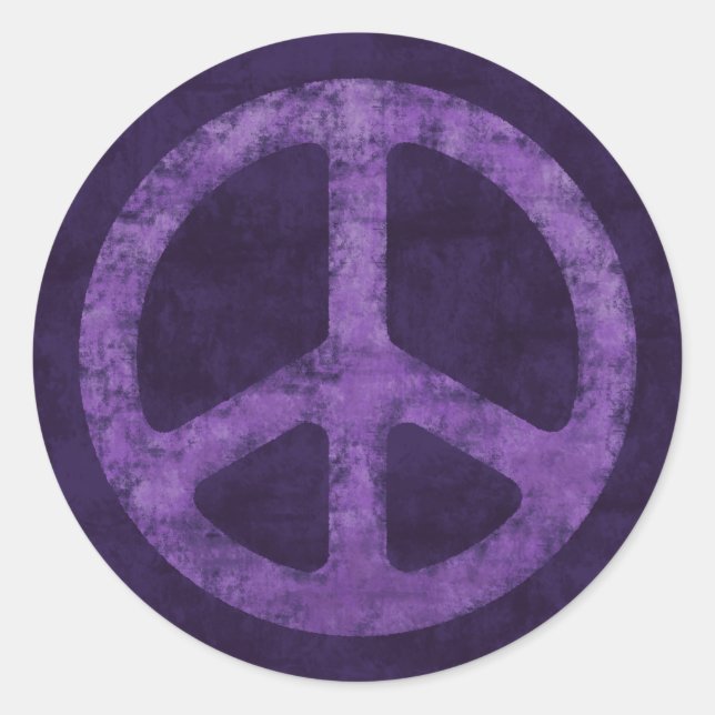 Purple Peace Sign Classic Round Sticker (Front)