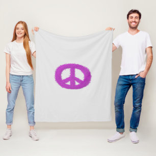 Purple Peace Sign  Fleece Blanket