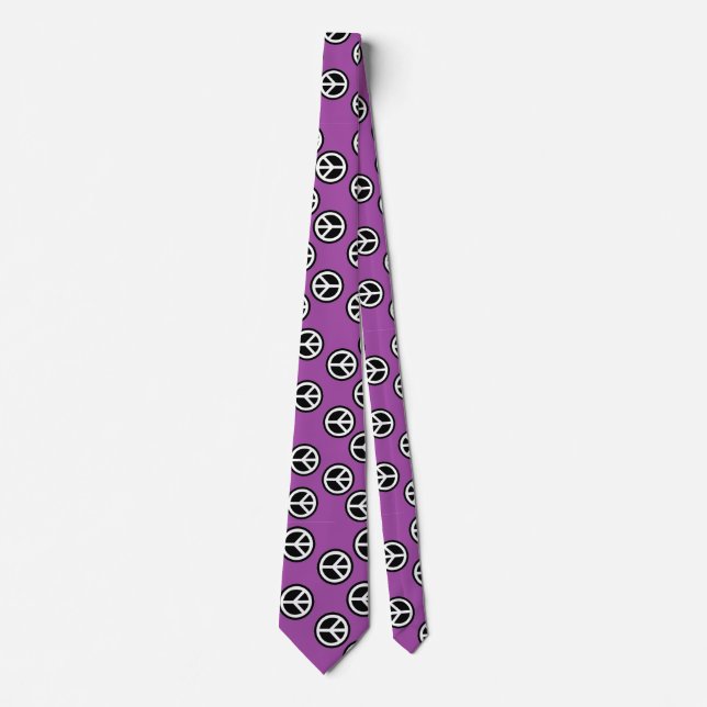 Purple Peace Sign Graphic Neck Tie (Front)