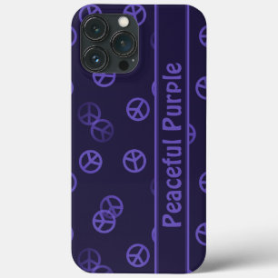 Purple Peace Sign Pattern w/ Custom Text iPhone 13 Pro Max Case