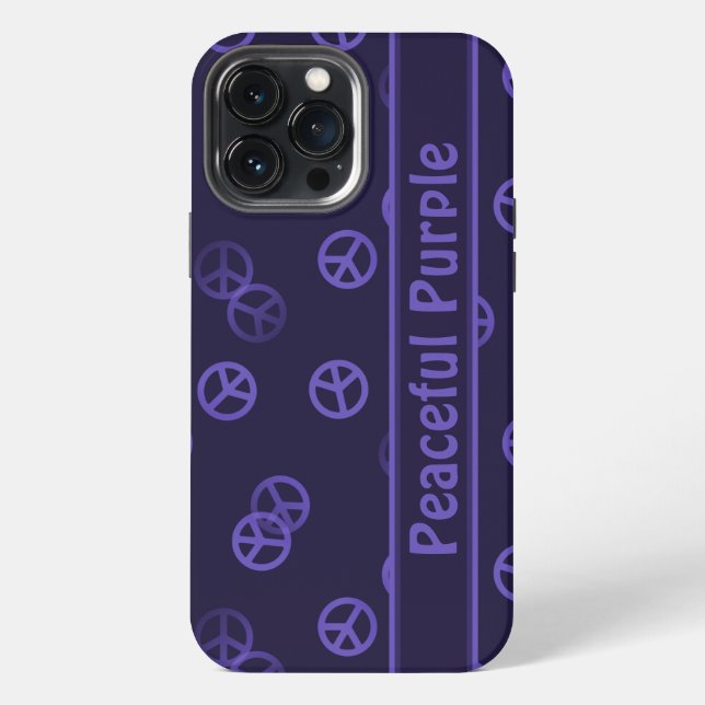Purple Peace Sign Pattern w/ Custom Text iPhone Case (Back)