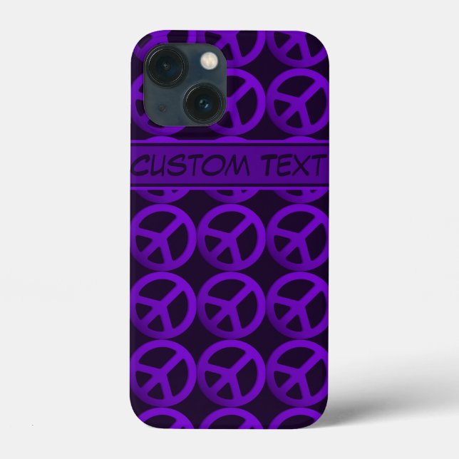 Purple Peace Sign Phone Case with Custom Text (Back)