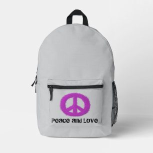 Purple Peace Sign  Printed Backpack