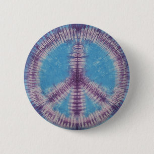 Purple Peace Sign Tie Dye Button