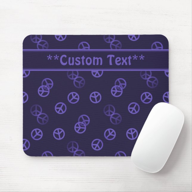 Purple Peace Sign w/ Custom Text Mouse Mat (With Mouse)