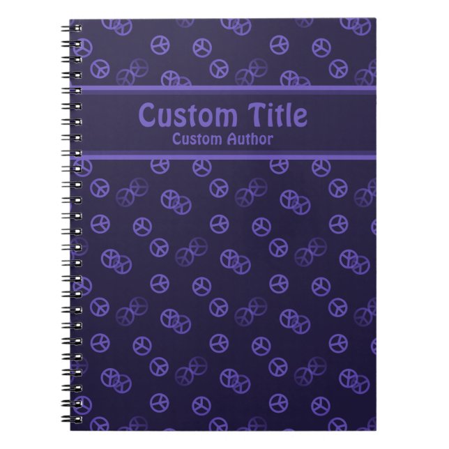 Purple Peace Sign w/ Custom Title/Author Notebook (Front)