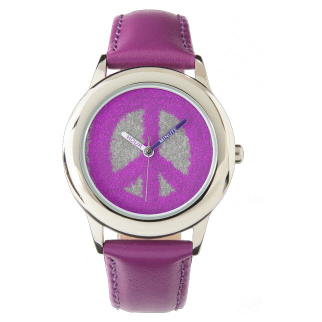 Purple Peace Sign Watch (Front)