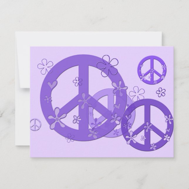 Purple Peace Signs on Cards and Stickers (Front)