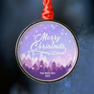 Purple Peaceful Snow Forest Christmas Decor 2022 Metal Tree Decoration