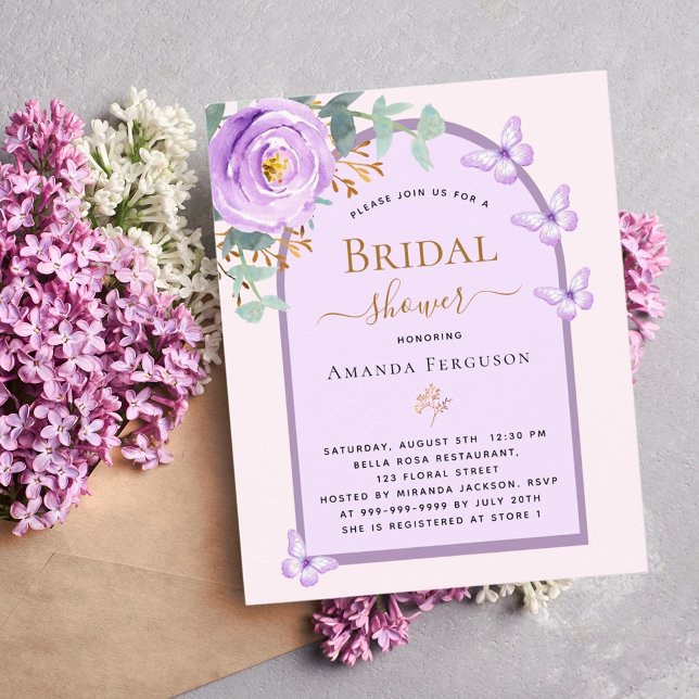 Purple peach butterflies Bridal Shower invitation (Creator Uploaded)