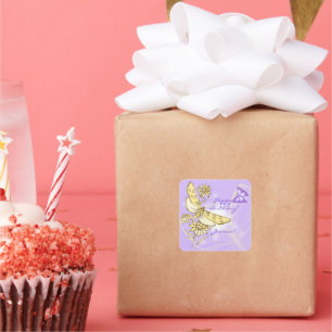 Purple Peach Butterfly Sticker