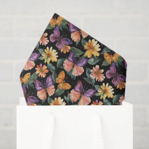 Purple Peach Pink Butterflies Flowers Birthday Tissue Paper