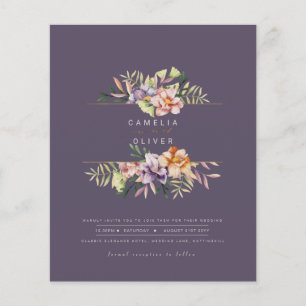 Purple Peach Summer Floral Wedding Invite QR Code Flyer