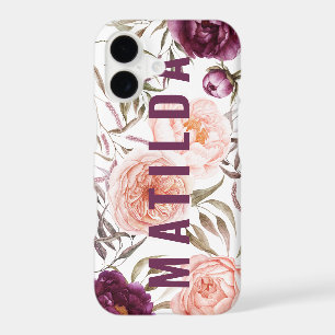 Purple + peach watercolor floral fall monogram