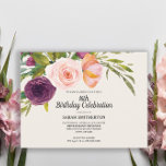 Purple Peach Watercolor Floral Ivory 16th Birthday Postcard<br><div class="desc">Elegant botanical purple and peach watercolor floral on ivory cream 16th birthday party invitation postcard for girls. Contact us for help with customisation or matching products.</div>