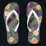 Purple Peach Wedding Floral Roses Flip Flops<br><div class="desc">Beautiful purple & peach wedding collection with roses and peony flowers.  A gorgeous floral look that is perfect for an elegant spring,  summer or fall event!</div>