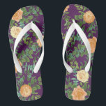 Purple Peach Wedding Floral Roses Flip Flops<br><div class="desc">Beautiful purple & peach wedding collection with roses and peony flowers.  A gorgeous floral look that is perfect for an elegant spring,  summer or fall event!</div>