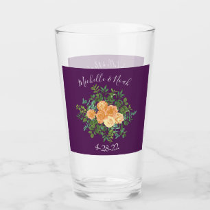 Purple Peach Wedding Floral Roses Glass