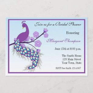Purple Peacock Bridal Shower Invitation