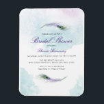 Purple Peacock Bridal Shower Invitation Magnet<br><div class="desc">Purple Peacock Bridal Shower Magnet Invitations. A simple and fun bridal shower invitation created with beautiful purple and teal peacock feathers with a watercolor texture. Customise this bridal shower with your information and any custom message you would like to include.</div>