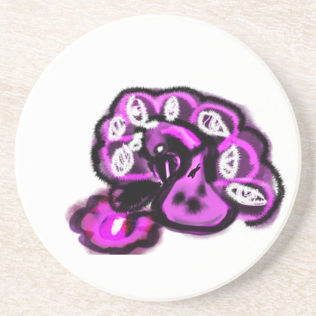 Purple peacock coaster (Front)